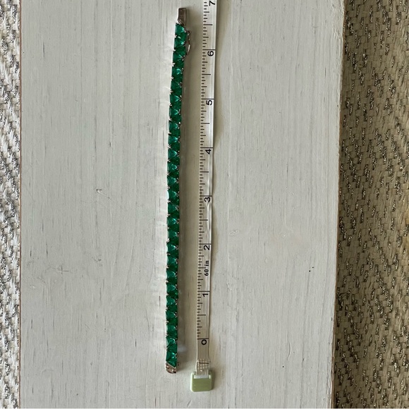 Green Silver Tennis 925 bracelet, bling chunky tennis bracelet, fancy fashion - Picture 8 of 8